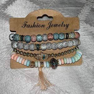Christmas sale! New Boho multicolored stackable stretch bead bracelets. (4)